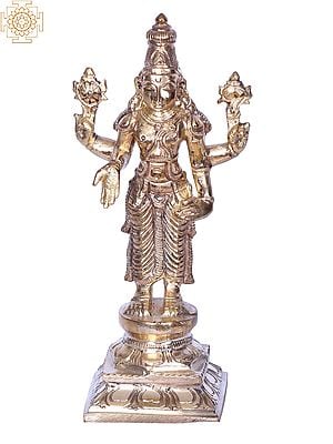 7" Standing Lord Vishnu (Perumal) | Madhuchista Vidhana (Lost-Wax) | Panchaloha Bronze from Swamimalai