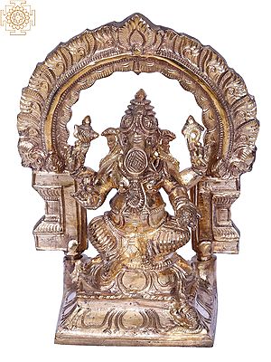 7" Lord Ganesha Seated on Throne | Madhuchista Vidhana (Lost-Wax) | Panchaloha Bronze from Swamimalai