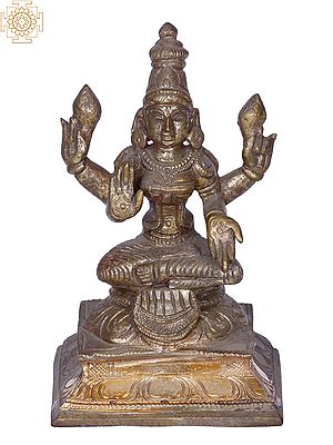 5" Sitting Goddess Lakshmi | Madhuchista Vidhana (Lost-Wax) | Panchaloha Bronze from Swamimalai