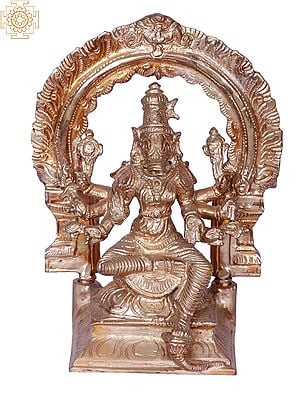 6" Goddess Varahi Seated on Kirtimukha Throne | Madhuchista Vidhana (Lost-Wax) | Panchaloha Bronze from Swamimalai