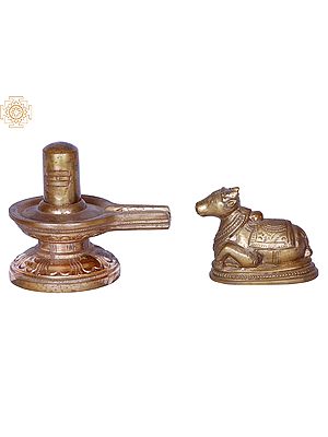 5" Shivalinga - Nandi Set | Madhuchista Vidhana (Lost-Wax) | Panchaloha Bronze from Swamimalai