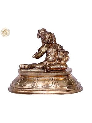7" Butter Krishna | Madhuchista Vidhana (Lost-Wax) | Panchaloha Bronze from Swamimalai