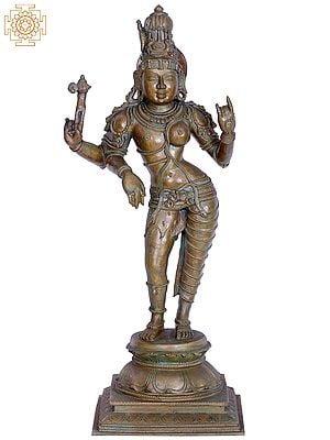 24" Standing Lord Ardhanarishvara | Madhuchista Vidhana (Lost-Wax) | Panchaloha Bronze from Swamimalai