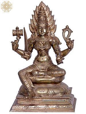 18" Goddess Mariamma (South Indian Goddess Durga) | Madhuchista Vidhana (Lost-Wax) | Panchaloha Bronze from Swamimalai