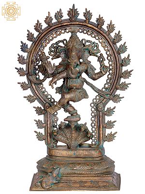 16" Lord Ganesha Dancing on Sarpent| Handmade | Madhuchista Vidhana (Lost-Wax) | Panchaloha Bronze from Swamimalai
