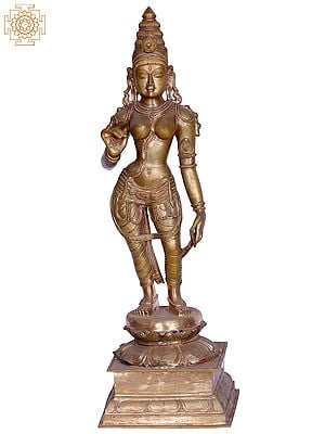 24" Goddess Sivagami (Parvati) | Handmade | Madhuchista Vidhana (Lost-Wax) | Panchaloha Bronze from Swamimalai