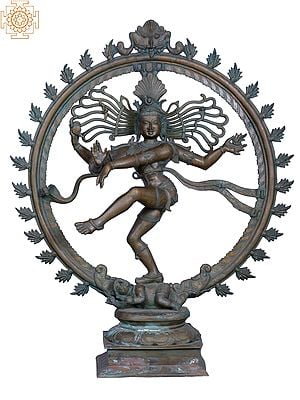 37" Lord Nataraja (Dancing Lord Shiva) - Handmade Panchaloha Bronze Sculpture