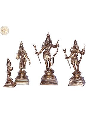 6" Standing Lord Rama Darbar (Ram, Sita, Laxman & Hanuman) | Handmade | Madhuchista Vidhana (Lost-Wax) | Panchaloha Bronze from Swamimalai