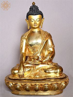 15" Shakyamuni Buddha Seated on Pedestal From Nepal