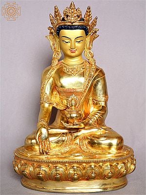 13" Crowned Buddha Statue From Nepal