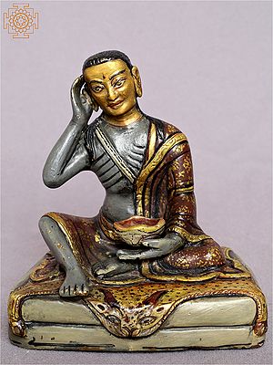 4" Small Guru Milarepa Statue From Nepal