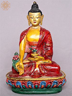 6" Colourful Bhaisajyaguru Medicine Buddha From Nepal