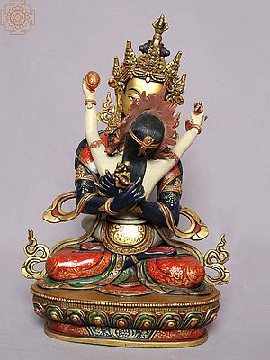 13" Colorful Vajrasattva Shakti Copper Statue from Nepal