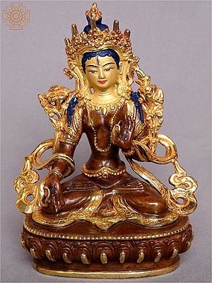 6" Sitting Goddess White Tara From Nepal