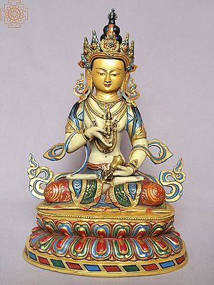 13" Colorful Tibetan Buddhist Deity Vajrasattva from Nepal
