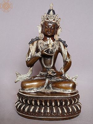 9" Buddhist Deity Vajrasattva Copper Sculpture from Nepal