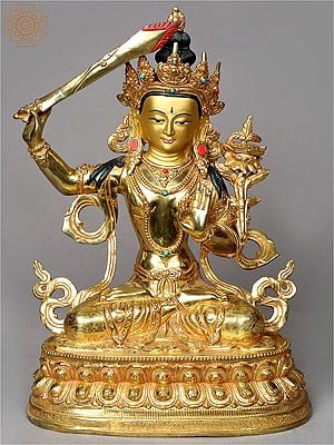 13" Tibetan Buddhist Deity - Manjushri From Nepal