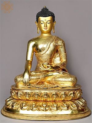 21" Shakyamuni Buddha Seated on Pedestal From Nepal