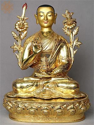 17" Tsongkhapa Gilded Copper Nepalese Statue
