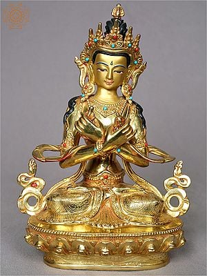 8.5" Vajradhara Copper Idol from Nepal | Tibetan Buddhist Deity Statue