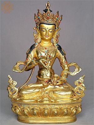 13" Vajrasattva Copper Idol from Nepal | Copper Gilded with Gold