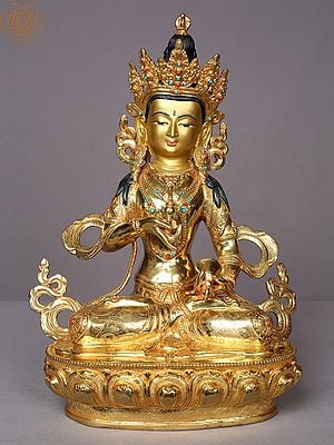 14" Vajrasattva Statue From Nepal | Gilded Copper Idols