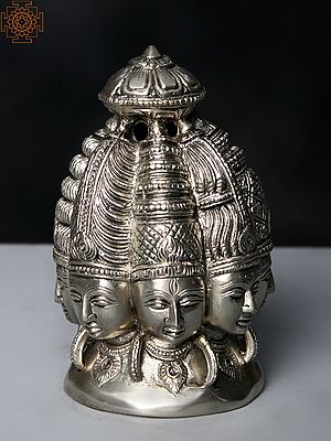 7" Brass Silver Color Ashta Mukhalingam
