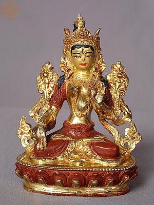 6" Goddess White Tara Statue From Nepal