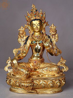 14" Goddess Green Tara Idol From Nepal