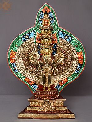 19" Colorful Thousand Armed Avalokiteshvara From Nepal