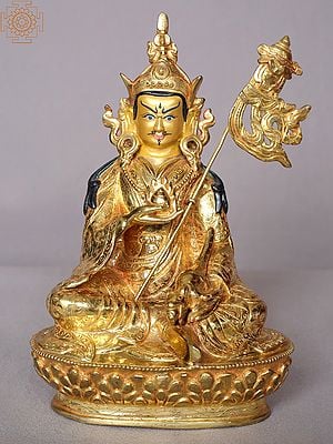 9" Tibetan Buddhist Padamsambhava Sitting on Pedestal From Nepal