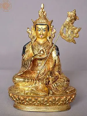 9" Guru Padmasambhava Statue Sitting on Pedestal From Nepal
