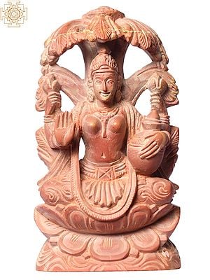 4" Small Sitting Devi Lakshmi Stone Statue Under Tree