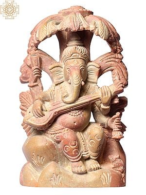 4" Small Lord Ganesha Playing Sitar