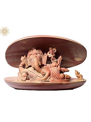 7" Small Reclining Ganesha Inside a Shell