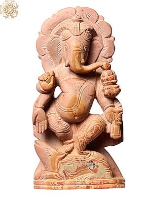 4" Small Dancing Ganesha Stone Statue on Rat