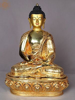 14" Amitabha Buddha Seated On Throwne From Nepal