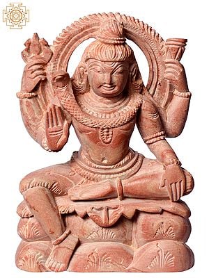 3" Lord Shiva Sitting Pink Stone Statue