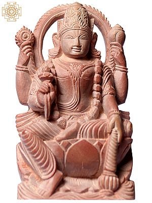 3" God Narayana Pink Stone Statue