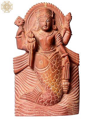 3" Matsaya Avatar of Lord Vishnu | Pink Stone Sculpture