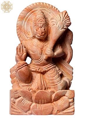 3" Small Lord Hanuman Pink Stone Sculpture