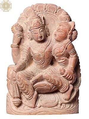 4" Small Hindu Deities Laxmi Narayana Pink Stone Idol
