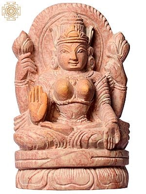 3" Blessing Goddess Lakshmi Pink Stone Statue