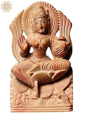 3" Goddess Lakshmi Pink Stone Statue