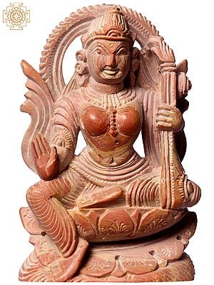 3" Goddess Saraswati Pink Stone Sculpture