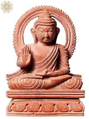 3" Sitting Gautam Buddha Pink Stone Sculpture