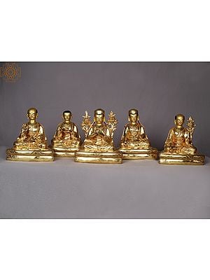 8" Buddhist Diety - Set of Five Lamas From Nepal