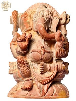 4" Small Hindu God Shri Ganesha In Pink Stone