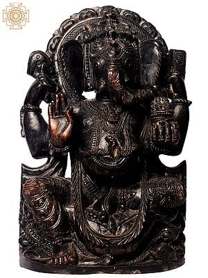 8" Black Stone Ganesha