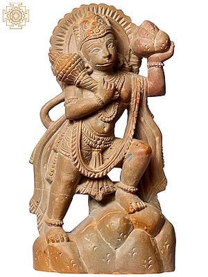 6" Pink Stone Lord Hanuman Statue with Gada